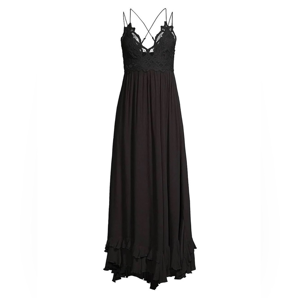 Free People Black Sleeveless Empire Waist Maxi Dress